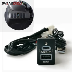 Car USB QC3.0 Quick Charger Input Adapter Audio Socket For Toyota Camry 50 Prius Corolla Land Cruiser PRADO RAV4 Auris 2007-2018