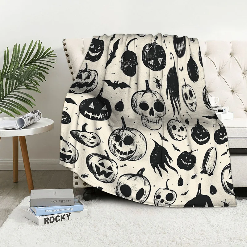 Home decoration plush Throw Sofa blanket Bedspread bed fluffy soft blankets decor Plaid Modern Halloween Autumn Pumpkin funny