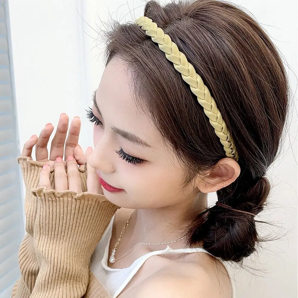 

Sweet Twist Weaving Hair Hoop Winding Cross Thin Braided Headband Non-slip Korean Style Daily
