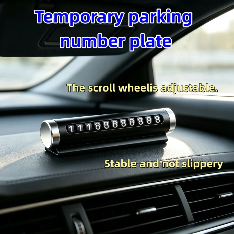 Temporary parking number plate, vehicle-mounted car relocation phone number plate, roller adjustable car interior accessories