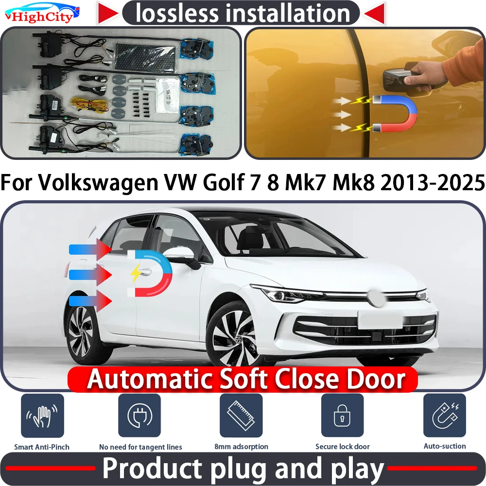 

HighCity Electric Closing Door Lock Actuator for Volkswagen VW Golf 7 8 Mk7 Mk8 2013-2025 Soft Close Power Latch System Auto