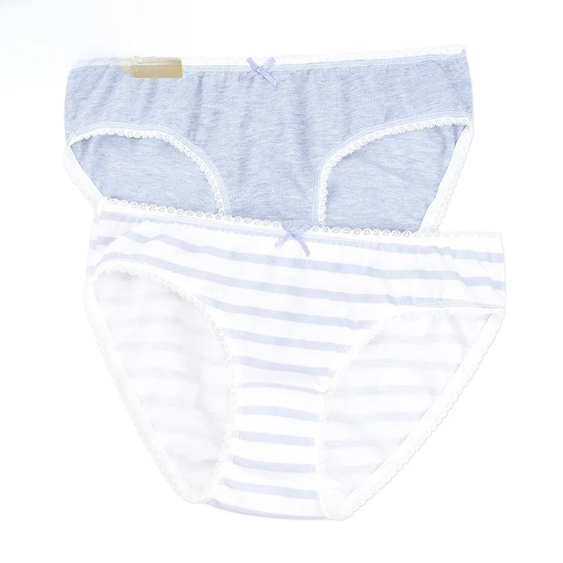 Pure Cotton Women's Underwear Low Waist Comfortable Thin  Pants Briefs Striped Design Daily Wear Home Clothes