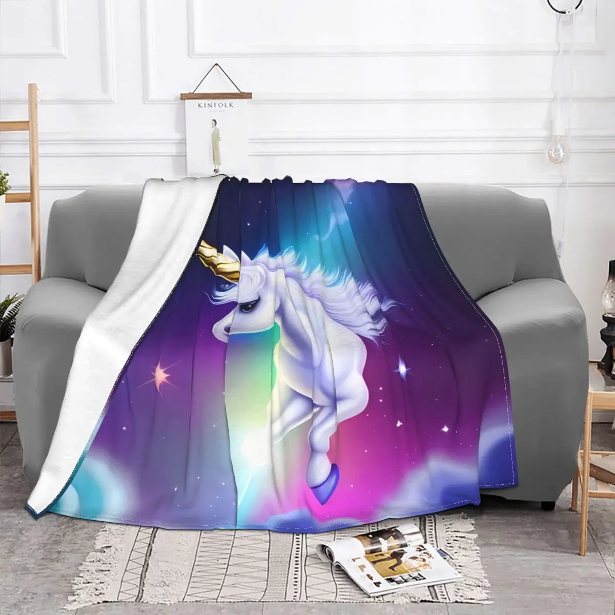 Unicorn Blanket Flannel Spring Autumn Between Dimensions Warm Throws For Winter Bedding