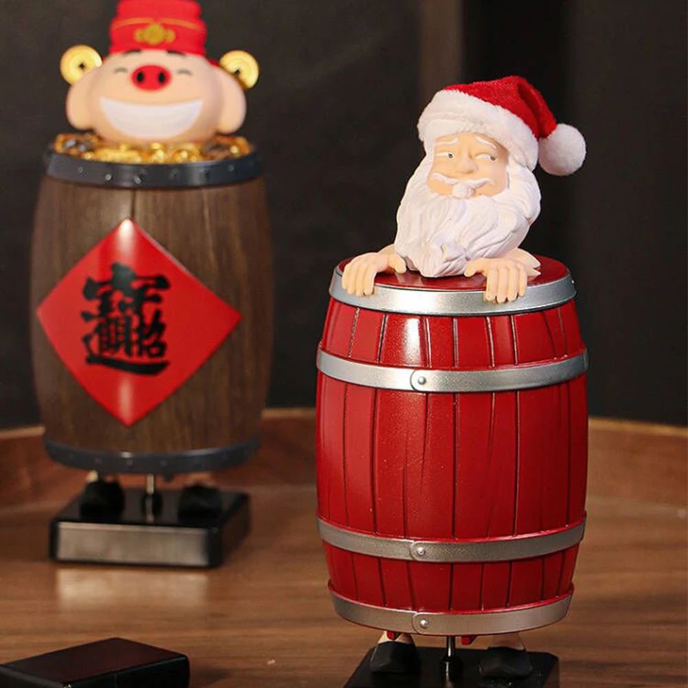 New Automatic Cigarette Boxes Strange Uncle Santa Claus Cigarette Dispenser Case Spoof Wooden Barrel Adults Xmas Novelty Gift