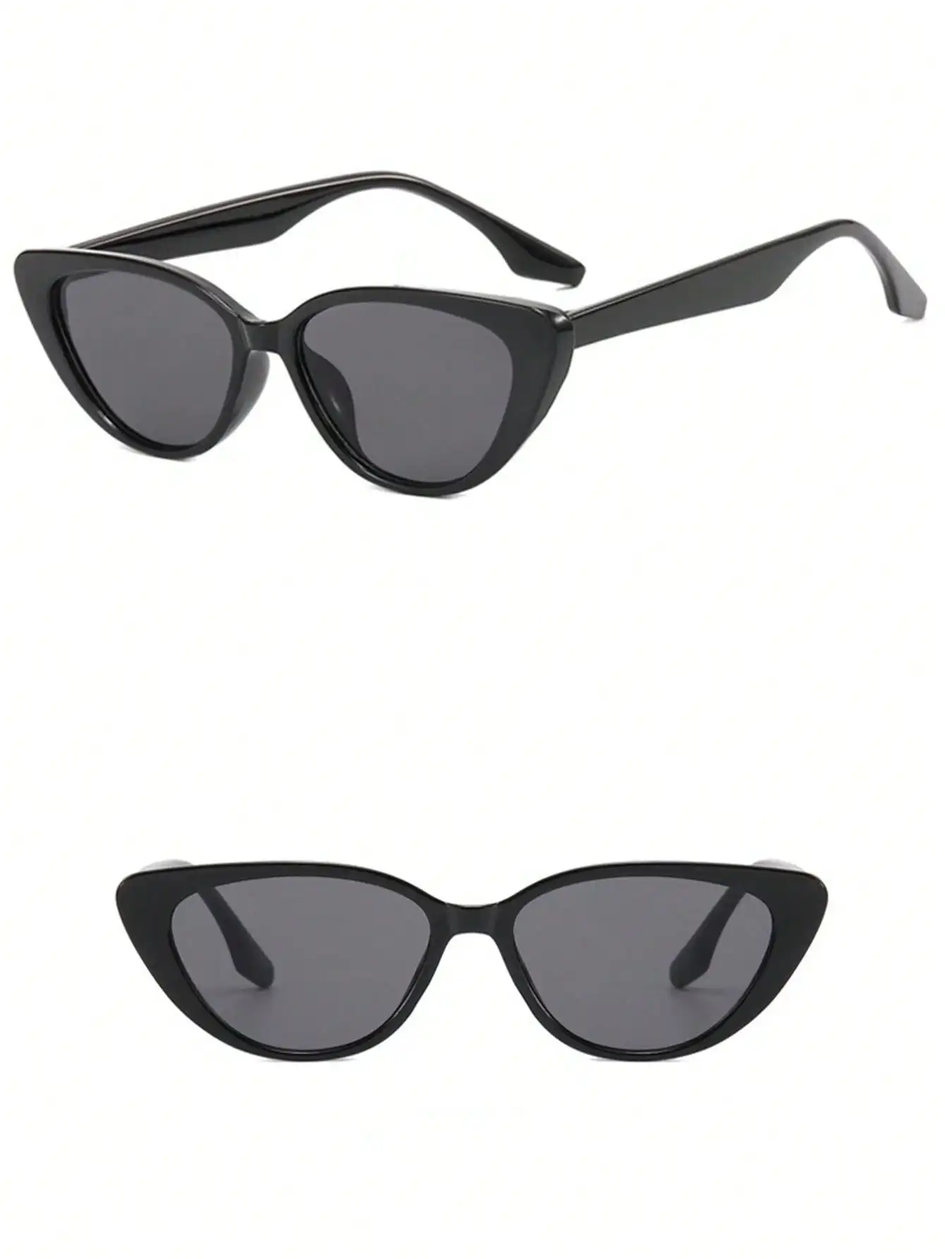 

1 пара женских узких солнцезащитных очков «кошачий глаз» в стиле ретро — черный градиент с защитой от ультрафиолета для похудения