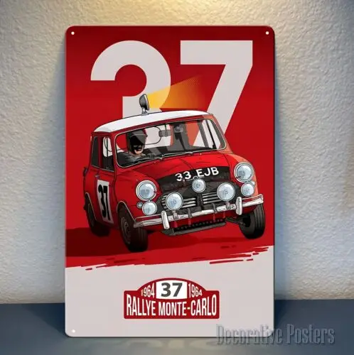 mini monte carlo rally Car Metal Poster - Tin Sign - Size: