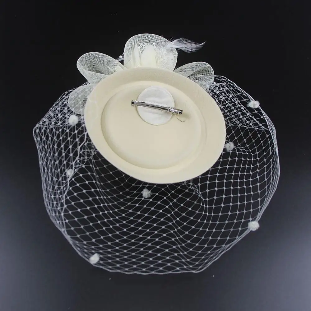 Retro Women Veil Sinamay Flower Feathers Fedoras Hat Fascinators Hat Headband Hair Clip view 6