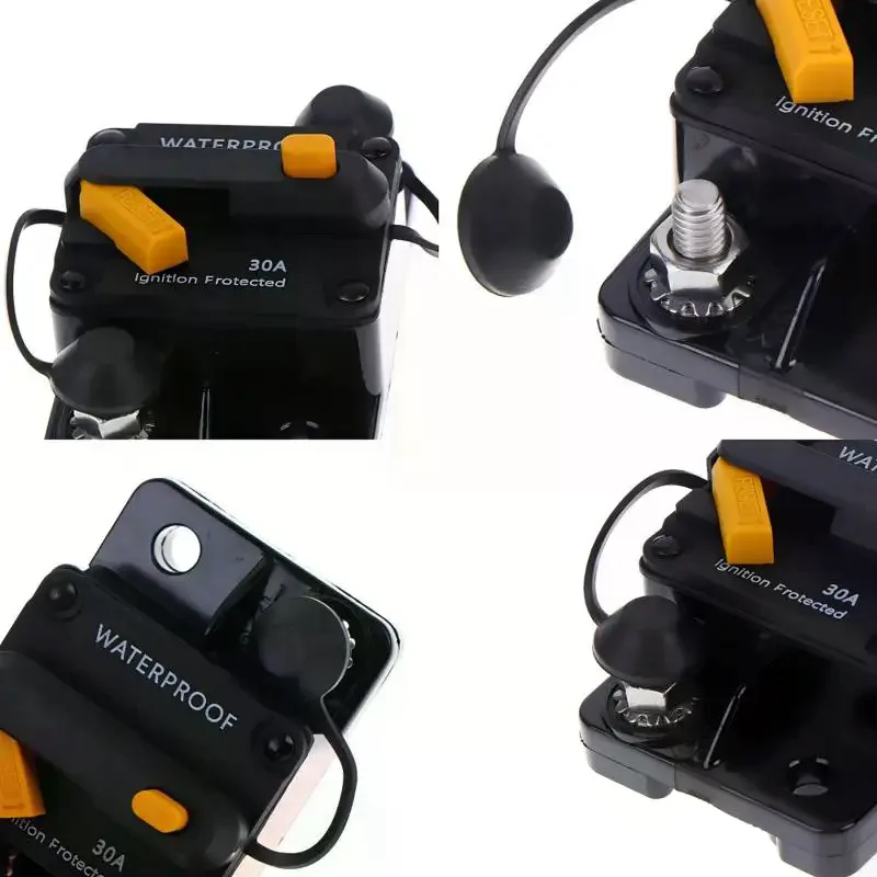 Circuit Breaker DC12V-48V Waterproof 30A-300A Manual Reset Fuse Holder For Car Boat Marine RV Solar System