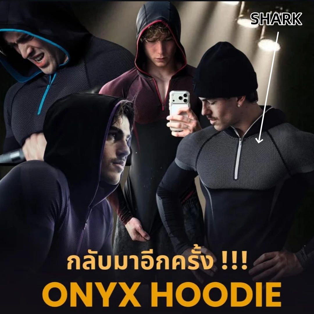 Camiseta Deportiva de Manga Larga para Hombre SHARK ONYX5.0, Camiseta de Gimnasio ONYX5.0 Agate de Alta Elasticidad, Traje Deportivo