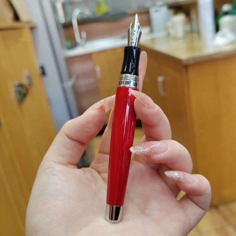 

HUXIAOSHAN Red Fountain Pens NO.6 0.38EF 0.5F 0.7M Nibs Pen Business Office Daily Writing Practice Calligraphy Pen Stationery