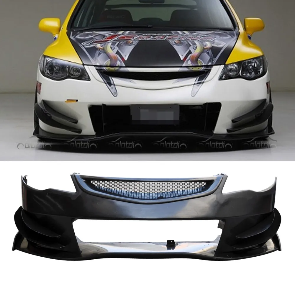 JS Style FRP Material Car Body Kits Front Bumper for Hondas Civics FD2 Type R 8th Chin Lip 2006+