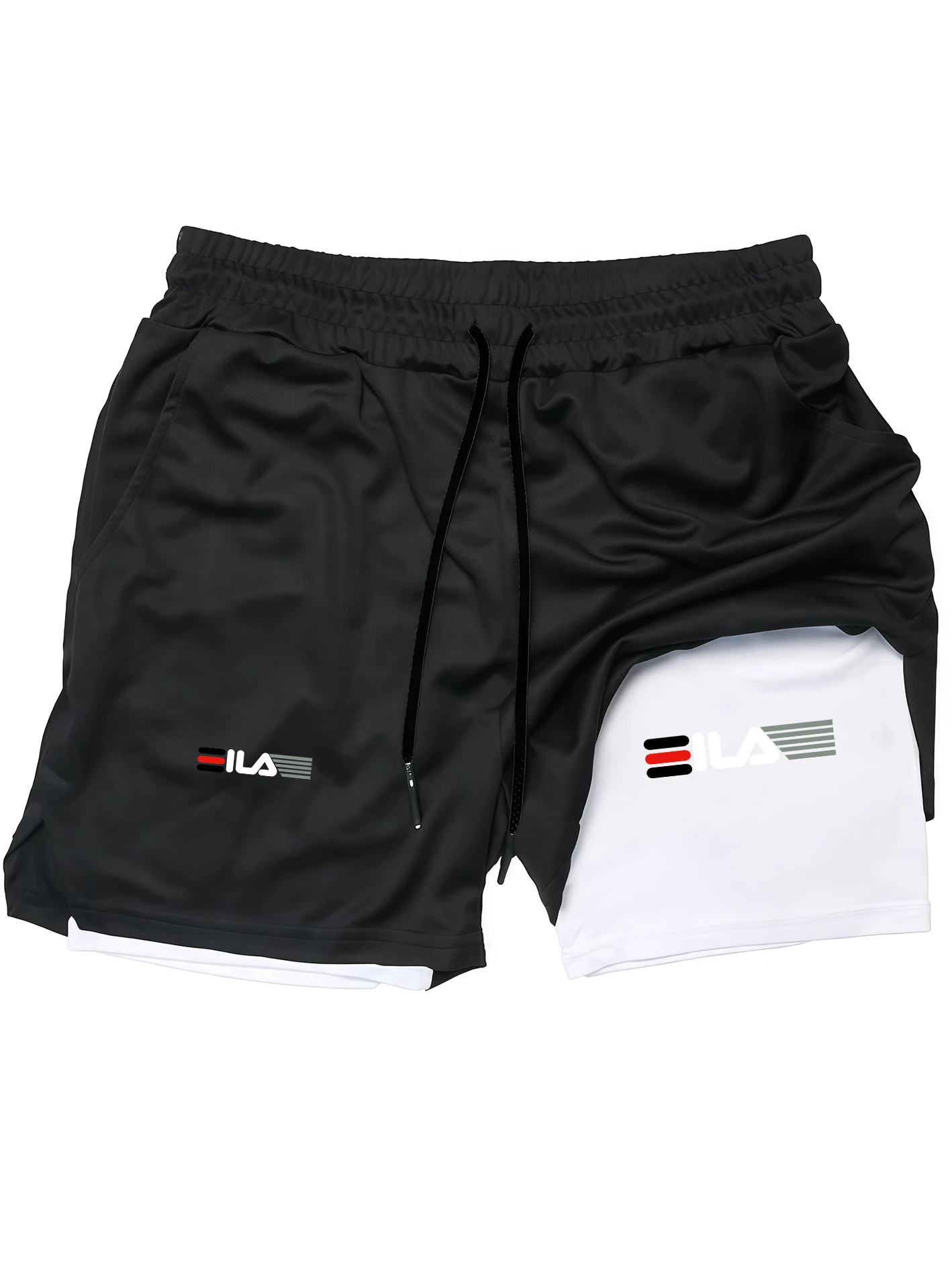 Men's Double Layer Training Shorts Summer Breathable Quick Dry Gym Workout Pants Loose Plus Size Running 5ath Shorts with Taurus