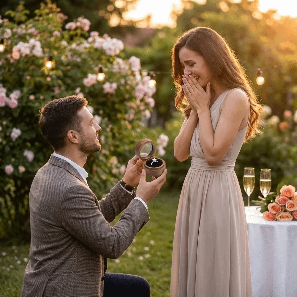 

High-quality Round Shape Ring Display Case Luxury Vintage Wedding Rings Box Elegant Engagement Ring Case Valentine's Day