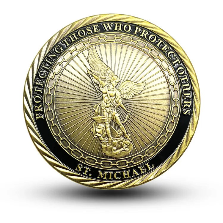 United States Federal Bureau of Investigation Souvenir Gold Plated Coin Collection ST. Micheal Commemorative Coin Challenge Coin