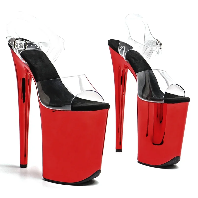 Leecabe 23CM/9inches Clear PVC upper  fashion trend exotic electroplate  Platform High Heels Sandals Pole Dance shoes