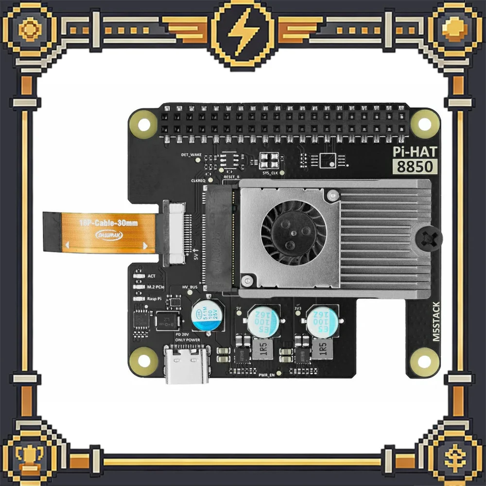 M5Stack AI-8850 LLM Acceleration M.2 Kit 4GB AX8850 Edge AI Computing Module for Local AI Inference