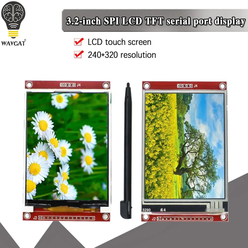 WAVGAT 3.2 inch 320*240 SPI Serial TFT LCD Module Display Screen with Touch Panel Driver IC ILI9341 for MCU
