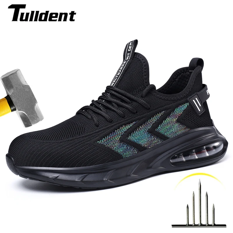 Breathable Safety Shoes Men Air Cushion Work Sneakers Anti-smashing Anti-piercing Work Shoes Steel Toe Cap Protective Shoes