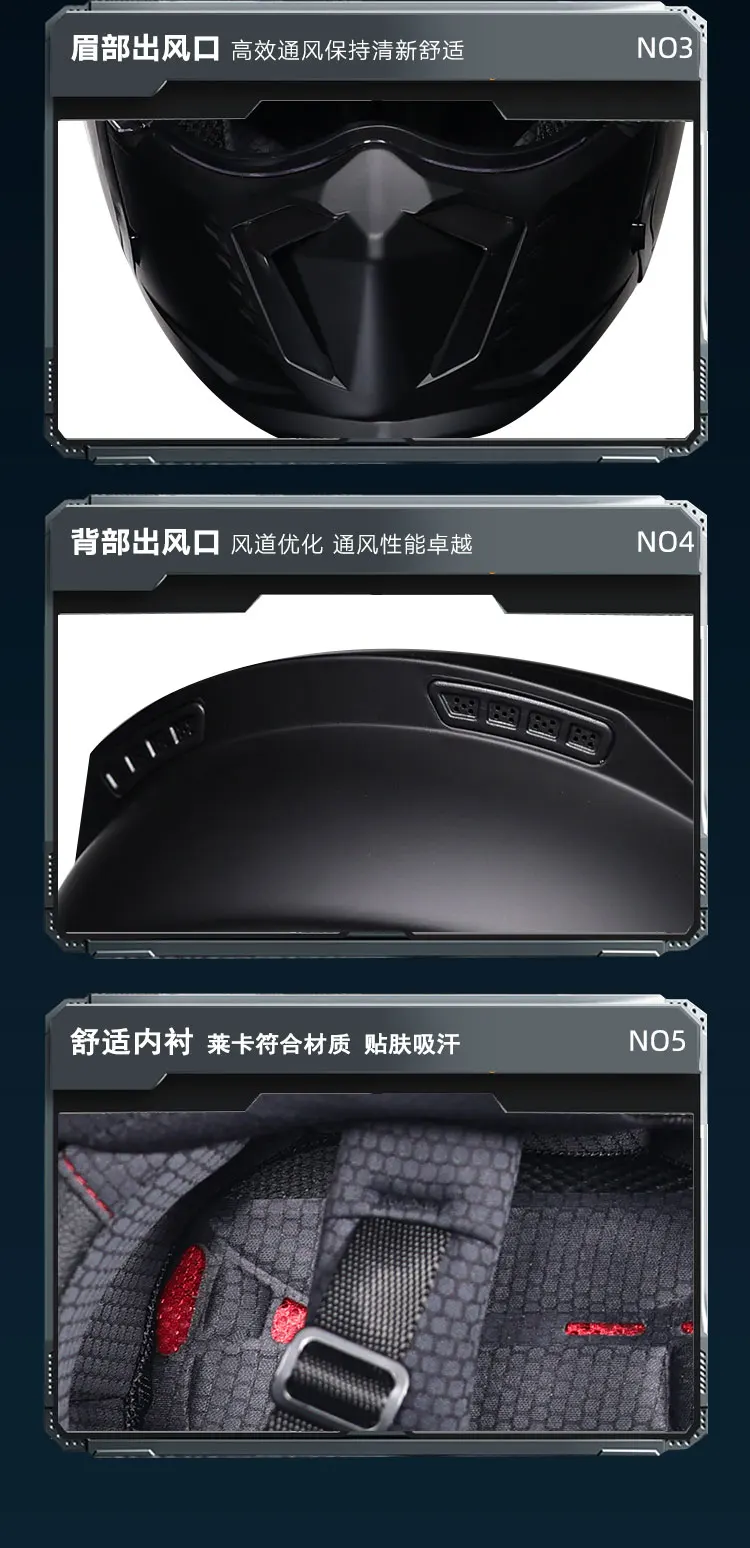 ORZ hochwertiger Retro-Motorradhelm, modulare Multifunktionskombination, Vollhelm, DOT-zugelassener personalisierter Krieger – Detail 17