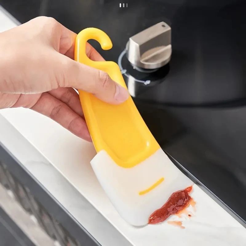 Silicone Pan Scraper Spatula Kitchen Scraper Soft Blade Scraper Non Stick Gentle on Cookware Versatile Kitchen Cleaning Tool