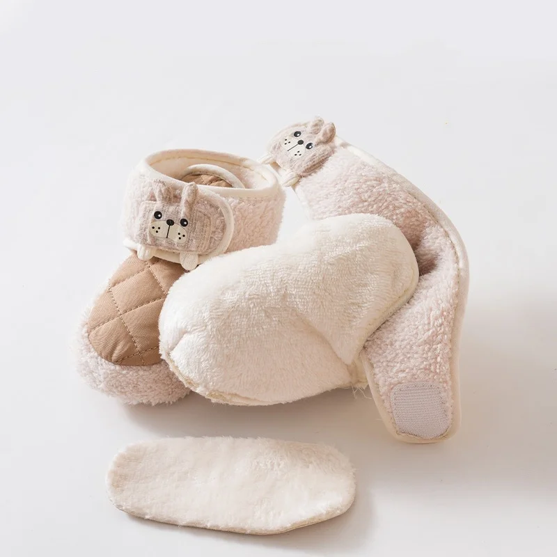 الشتاء الوليد حذاء طفل سميكة المخملية الدافئة لينة وحيد الرضع المشي الأولى مشوا 0-18 متر بنين بنات لطيف الكرتون المضادة للانزلاق التمهيد