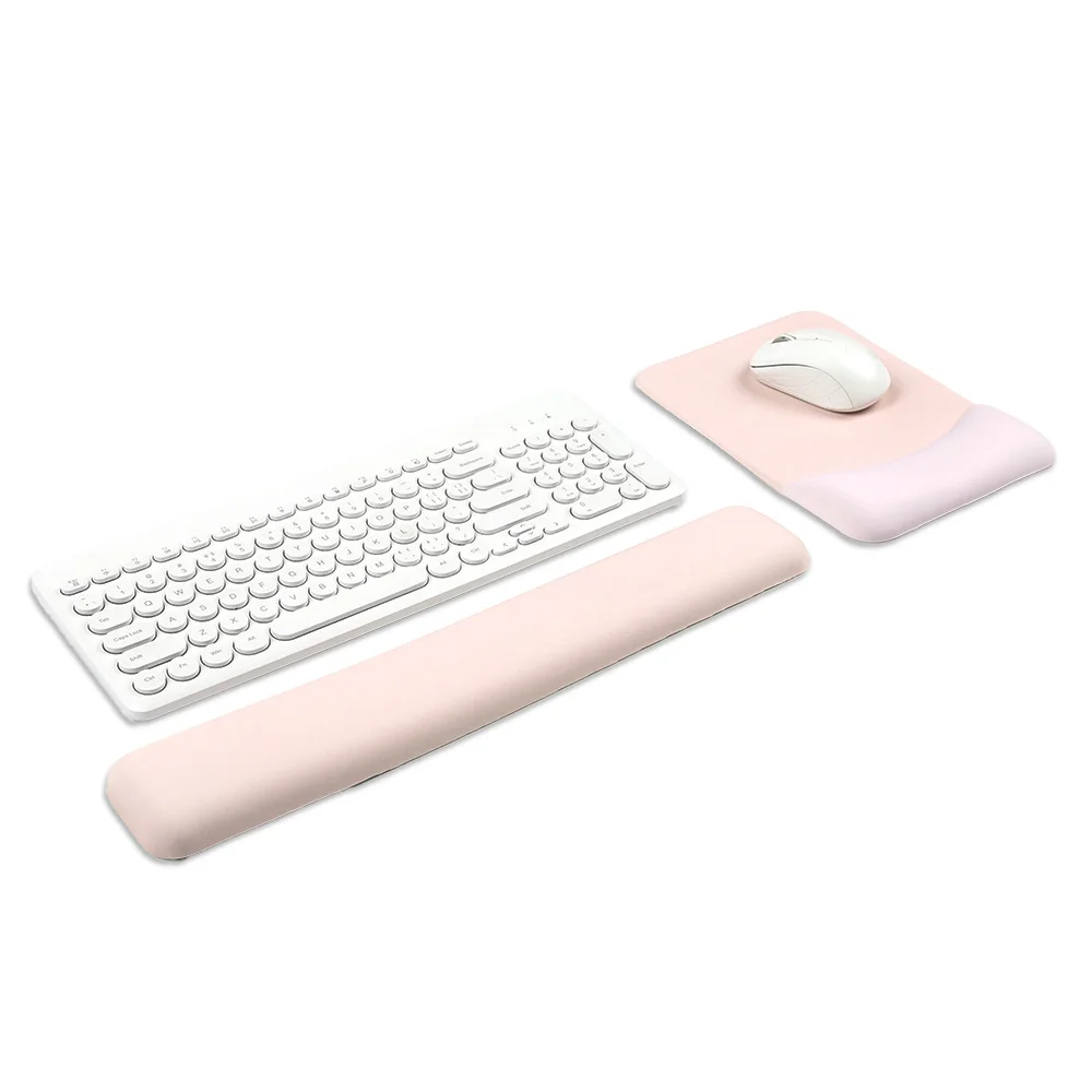 Wrist Rest for Mouse Pad & Keyboard Set, Rectangular Ergonomic Mousepad Non-Slip Base Home/Office Pain Relief&Easy Typing Pad