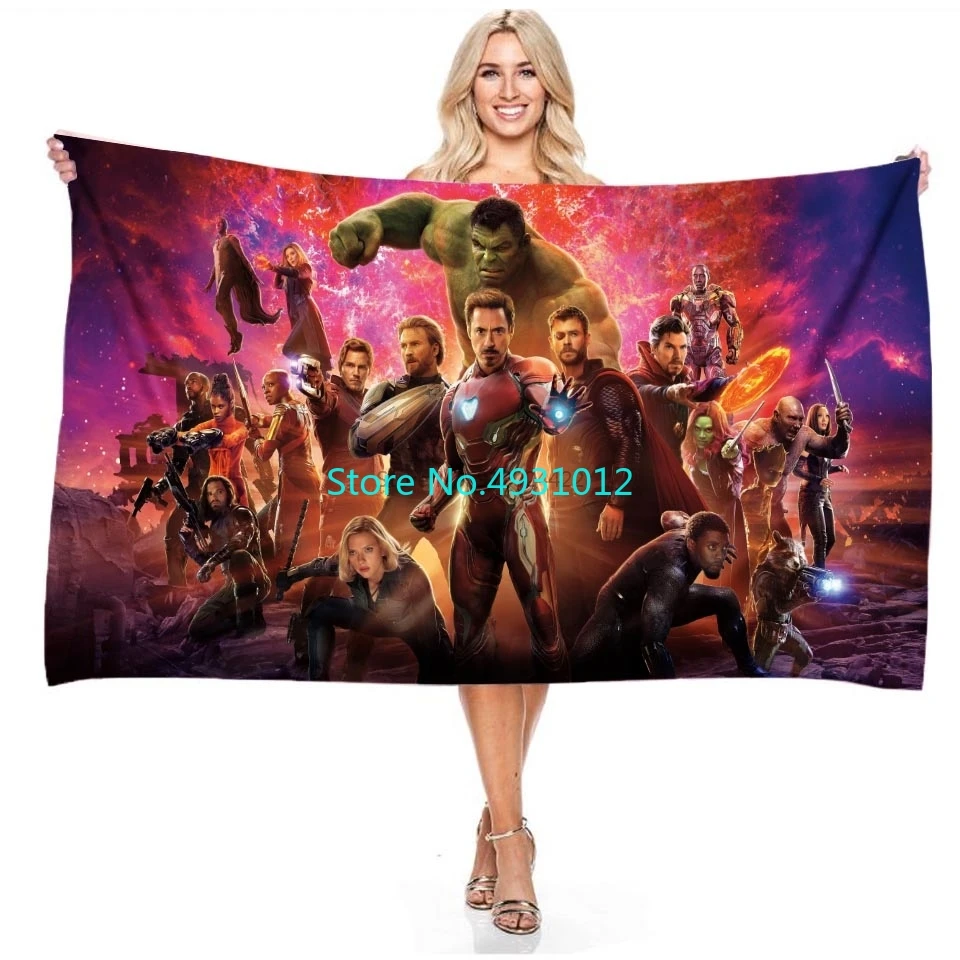 Anime Avengers Hulk Captain America Shower Beach Towels Bath Towel Microfiber 70cmx140cm 3D Digital Printed Baby Kids Gift