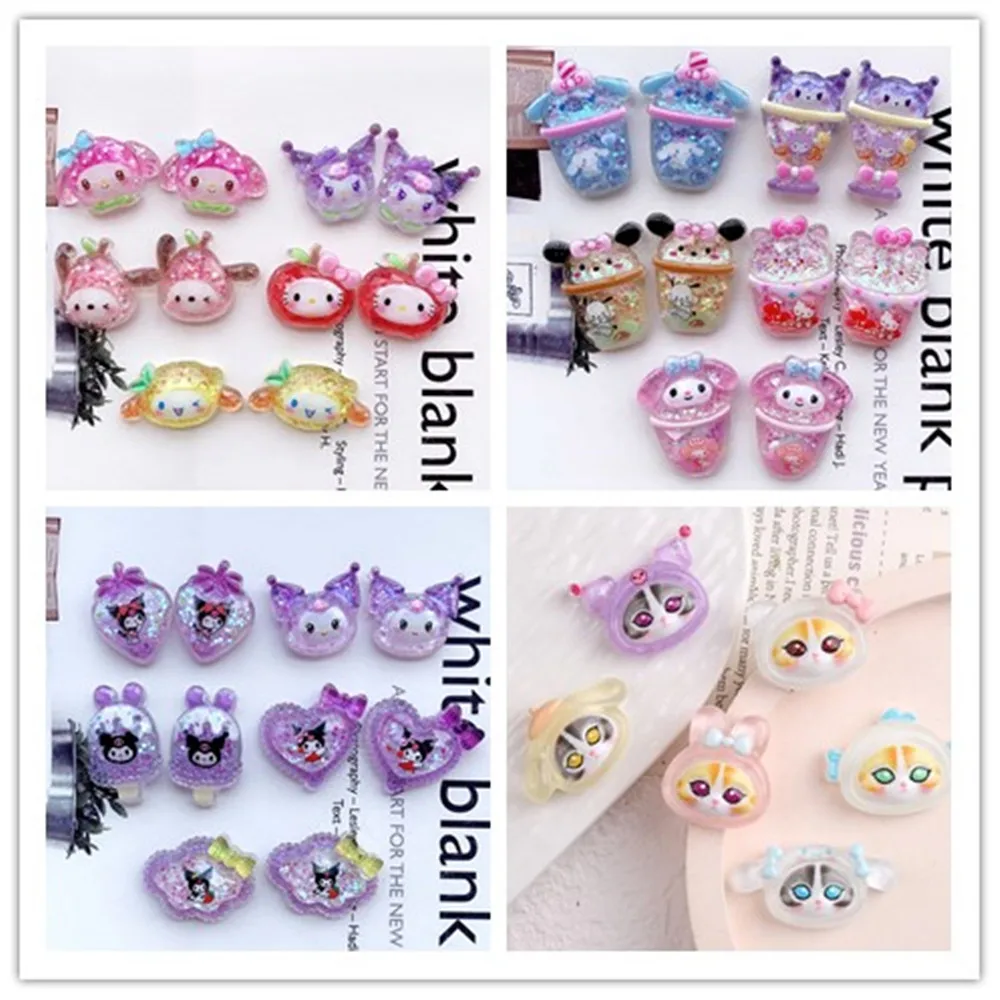

100 шт. Kawaii мультфильм смола Sanrio серии блестящий серебристый стиль DIY украшения для скрапбукинга ремесленные аксессуары