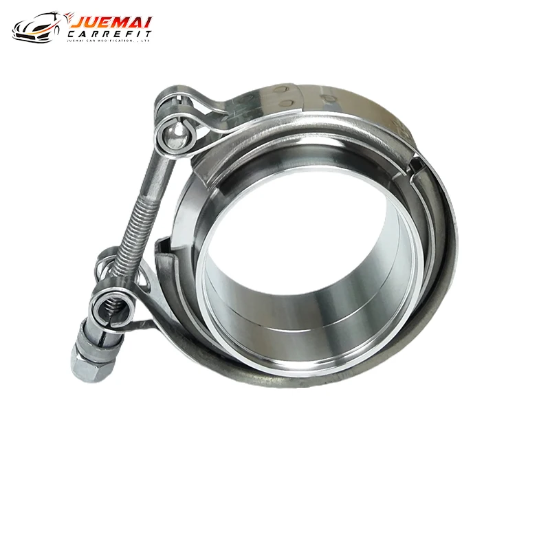 JUEMAI 304 Stainless Steel Male Female Flange Kit Car Exhaust Pipe V Band Turbo Clamp 2'' 2.36'' 2.5'' 3'' Universal Accessories