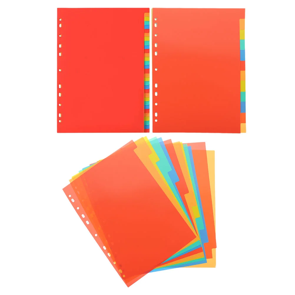 

3 Sets File Separator Punched Binder Dividers Notebook Tab for Notepads Plastic Tabs Small Business Supplies Detachable Folder