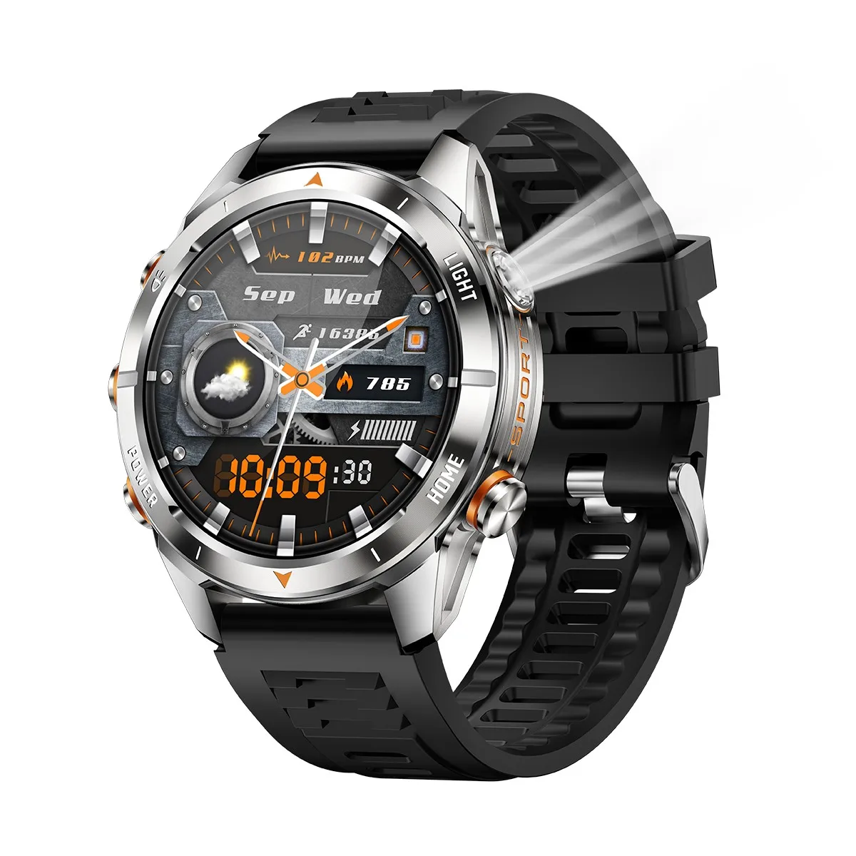 

KT80 3ATM Waterproof Smart Watch Men Outdoor SmartWatch GPS Compass Heart rate LED Flashlight Bluetooth Call Sports Smartwatch