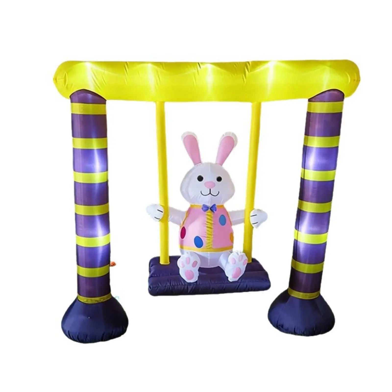 5FT Tall Inflatable Rabbit Swing for Lawn Ornament Outdoor Easter Decoration Garden Party Yard Art