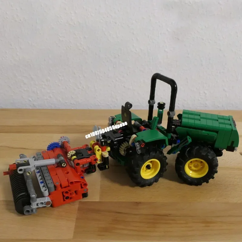 Nieuwe Boerderij Moc-42136 Tractor met Silage Blade Kipper Trailer Model Creatieve Ideeën Kid Speelgoed Verjaardagscadeau Technologie Aangepaste Puzzel