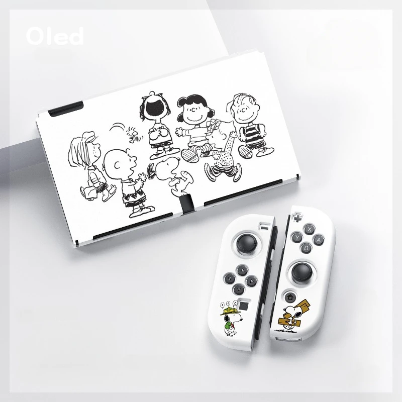 Cute Snoopy Cartoon TPU Soft Case Joycon Protective Shell Cover for Nintendo Switch NS OLED Console Crystal Cases Accessories