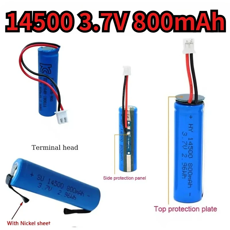 

New Original AA 14500 800mAh 3.7V Batteries Li-ion Rechargeable Battery with Welding for Shaver Remote Control Toy Flashlight