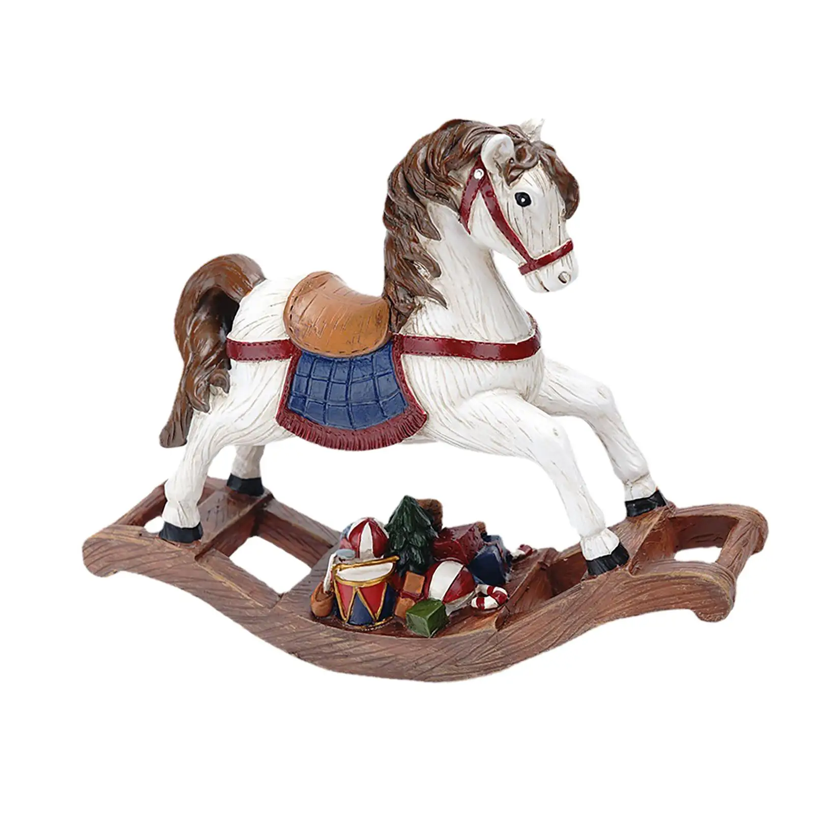 Nordic Style Rocking Horse Doll Figurine, Collection Ornament Art Tabletop Craft