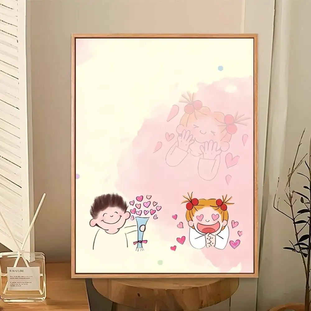 Cute boys and girls Poster Perfect Space Sticker Self Adhesive for Office Home Theater Wall Art Decor Fancy Gift