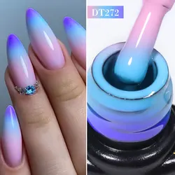 MEET ACROSS 7 ml Blauw Roze Thermische Gel Nagellak 3 Lagen Temperatuur Kleur Veranderende Gel Nagels hybride nagellak UV Nail Art