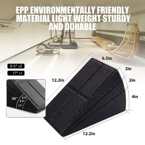 Imagen 2 del producto 3 unids/set bloque de cuña para sentadillas, rampa para sentadillas antideslizante ajustable, cuña para peso muerto, ensanchador de pantorrilla, tabla inclinada de fuerza para sentadillas, peso muerto