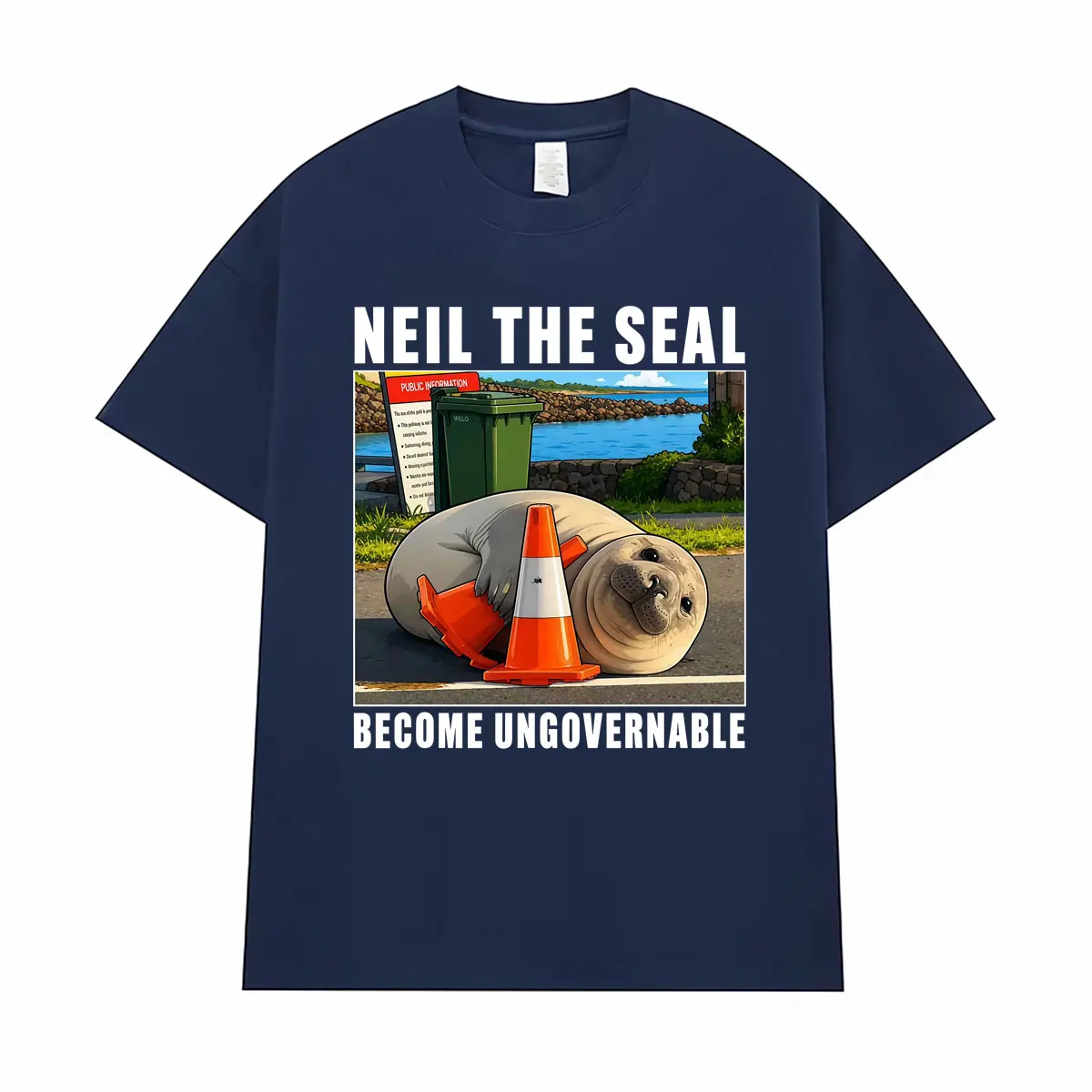Neil The Seal Become Ungovernable Funny Meme T Shirt Men Women Vintage Classic Oversized T-shirts Summer Tops Streetwear T-shirt