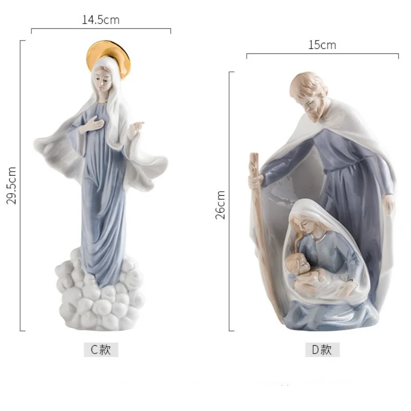 Reative Ceramics Character Sculpture Christian Catholic Madonna Jesus Church Character Statue Home Decoration