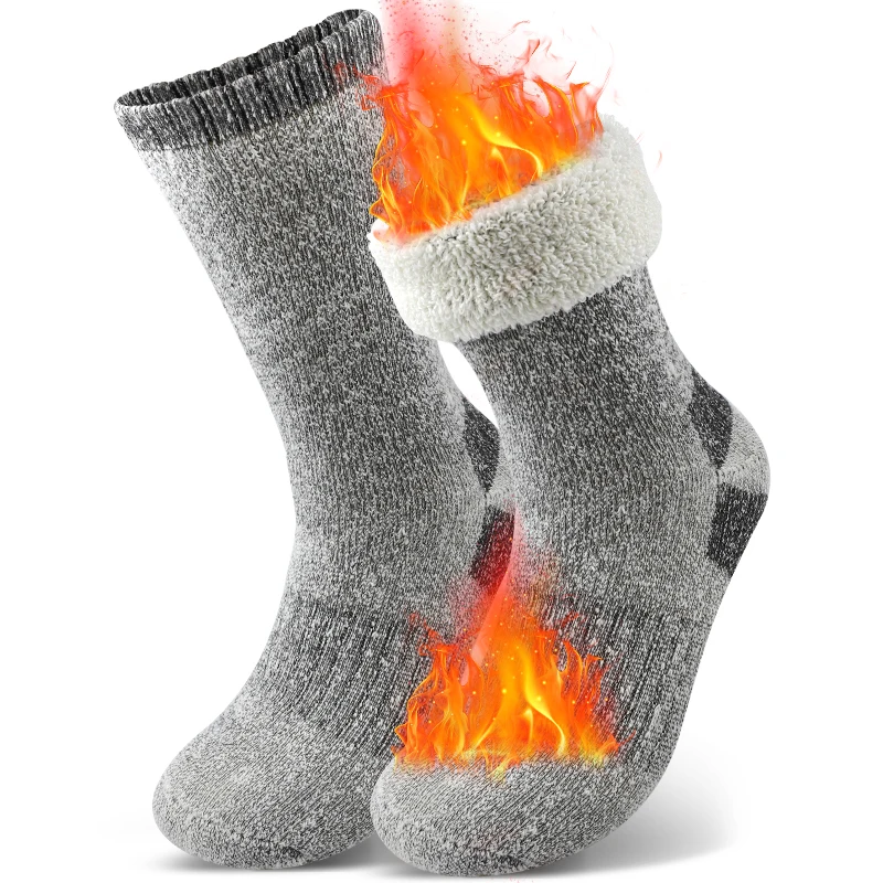 1Pairs Winter Men's Super Thick Socks Cold-resistant Warm Snow Boots Socks Mid-tube Hiking Socks Cold Weather Wear