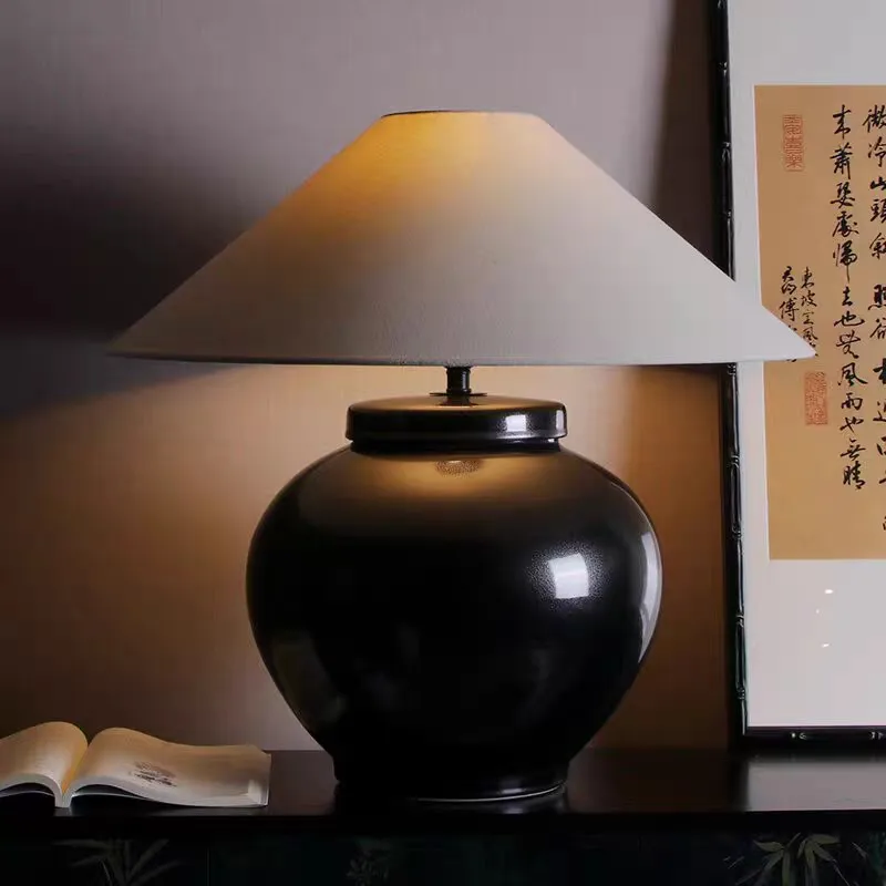 Настольная лампа ваби-саби в японском стиле, грубая керамика в китайском стиле, гостиничный отель, прикроватная лампа для спальни
