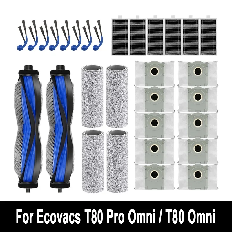 ل Ecovacs T80 Omni / T80 Pro Omni / Yeedi M14 Plus ملحقات المكنسة الكهربائية ممسحة القماش الجانب فرشاة رئيسية كيس لجميع الغبار فلتر HEPA
