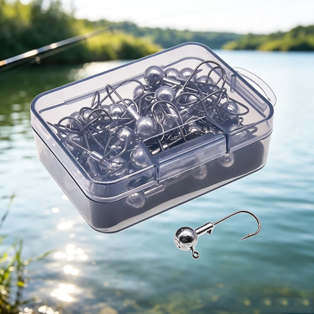 20/25/30/40/50Pcs a Box Durable Jig Heads Hooks 1g-28g Sharp Hooks for Soft Worm Baits Crankbait Bass Pike Trout Accessories
