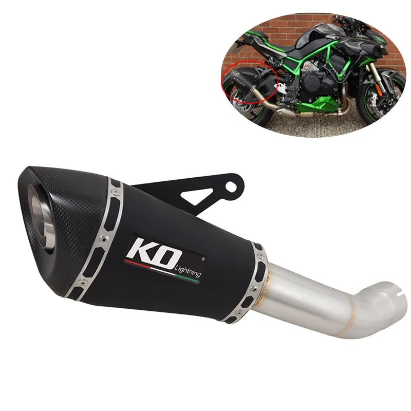 كاتم صوت من ألياف الكربون المعدل للعادم الكامل للدراجات النارية مع أنبوب ربط DB Killer لـ KAWASAKI ZH2 2020-2025 ZH2SE 2021-2025