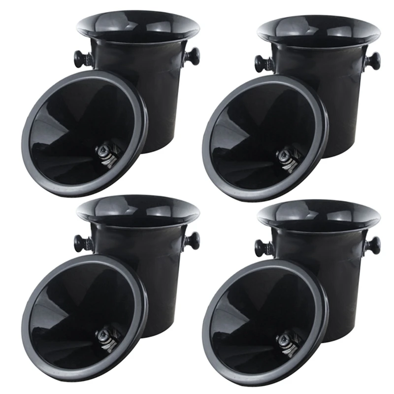 4X Wine Dump Black Plastic Wine Spittoon - Standard Size With Black Funnel Champagne Bucket