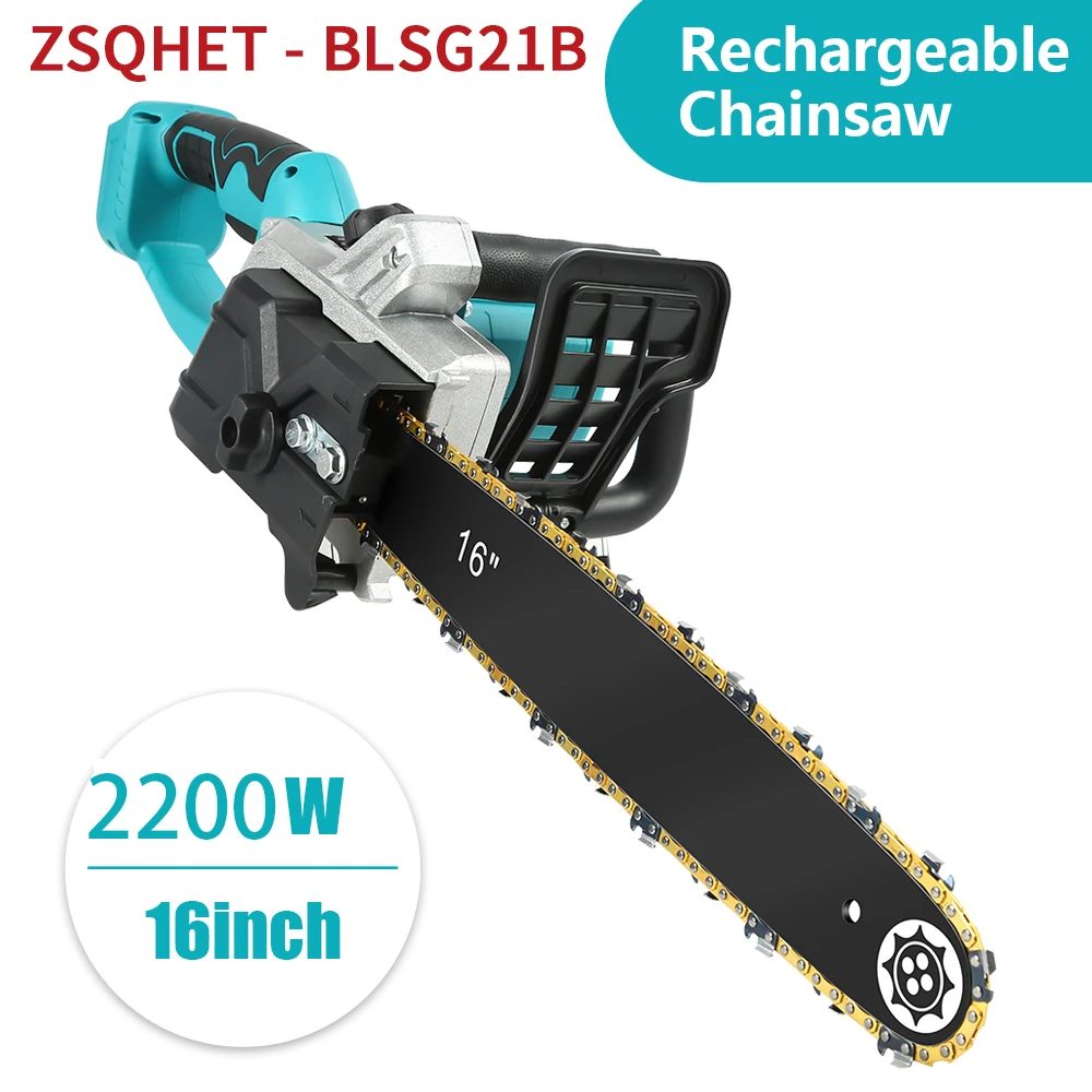 

ZSQHET HY7038B HY7036 2200W Electric Wood Cutters Bracket Brushless Motor Lithium Ion Makita 18v Battery Chain Saw Power Tool