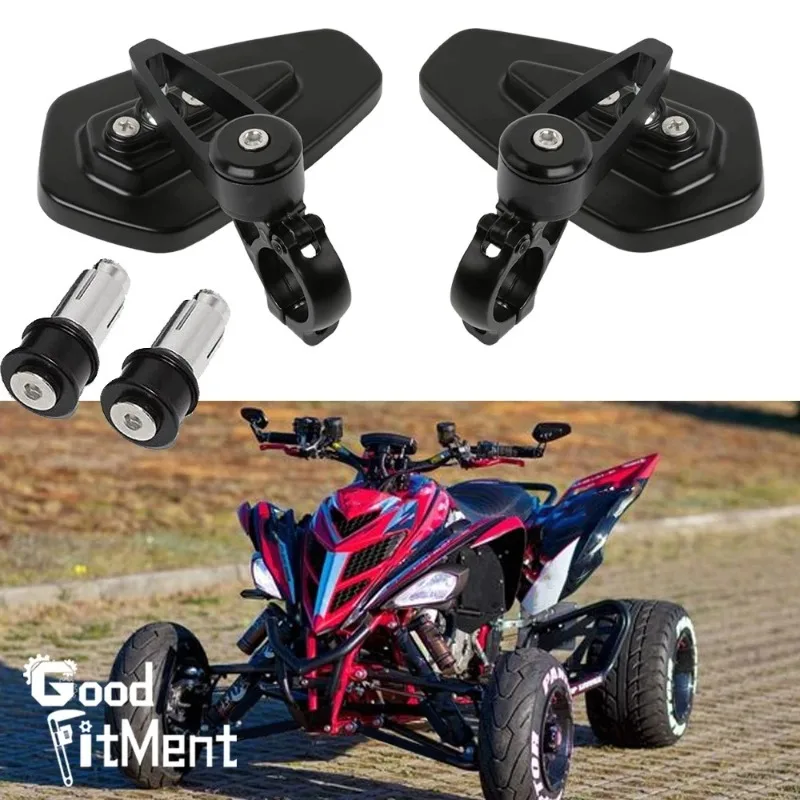 1 par 7/8 "universal motocicleta barra final espelhos retrovisores alça de visão traseira espelhos laterais oval alumínio para suzuki honda yamaha