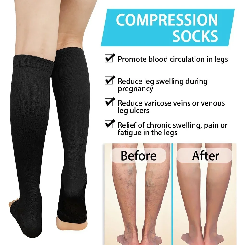 Compression Stockings Women Men Medical Compression Socks Open Tone Support for Swelling Soreness Maternity Pregnancy Nurses